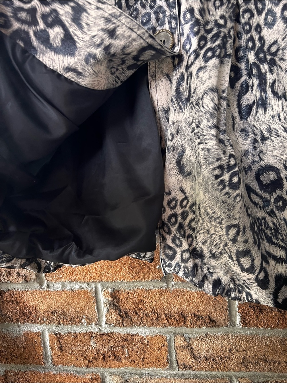 Red Coral Animal Print Leopard Bubble Hem Statement Coat Bell Sleeve L - Picture 10 of 16